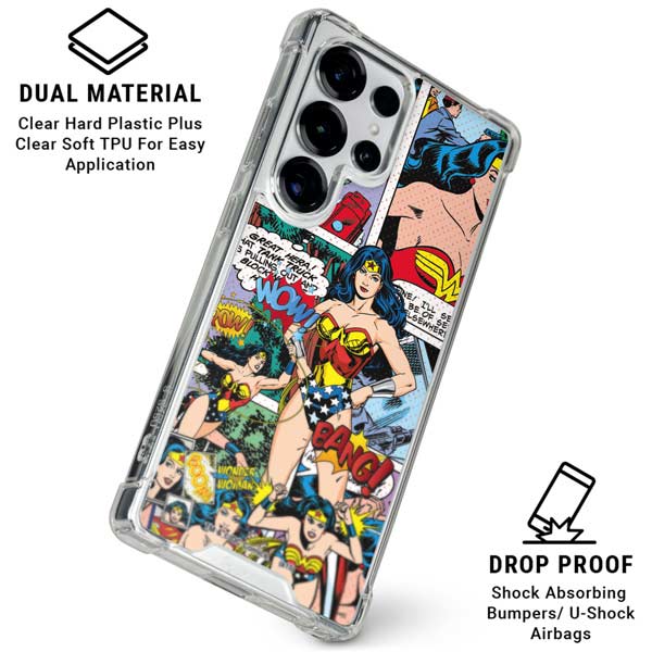 DC Comics Wonder Woman Comic Blast Galaxy S25 Ultra Clear Case