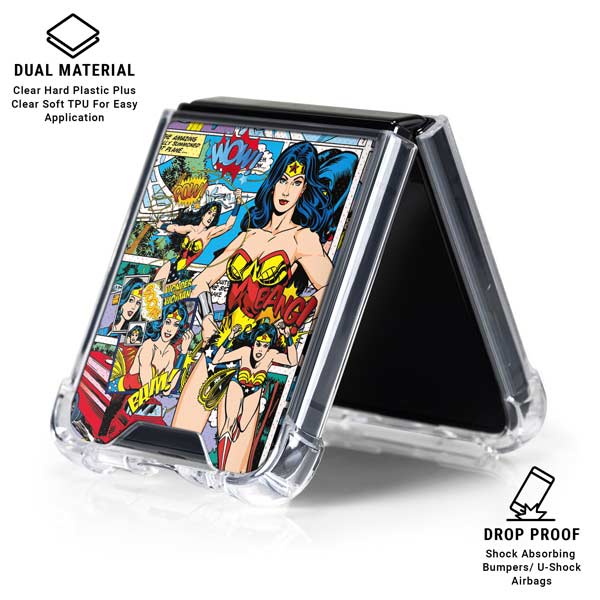 DC Comics Wonder Woman Comic Blast Galaxy Z Flip7 Clear Case