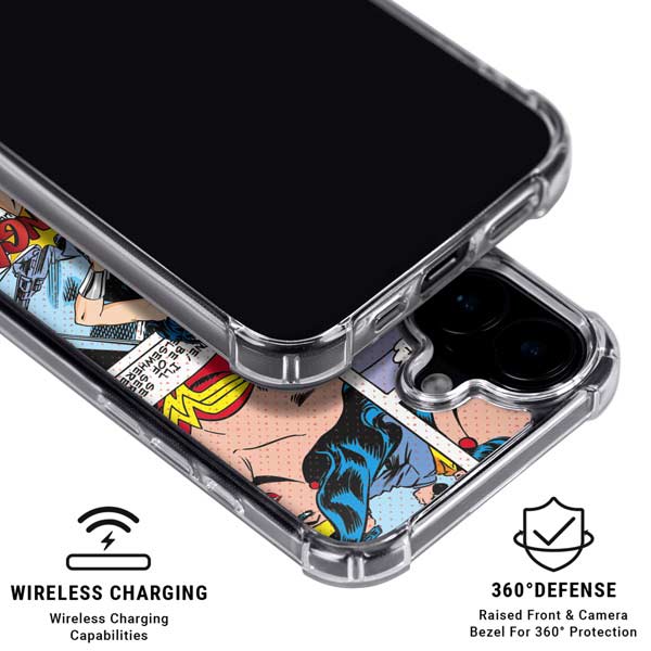DC Comics Wonder Woman Comic Blast iPhone 16 Plus Clear Case