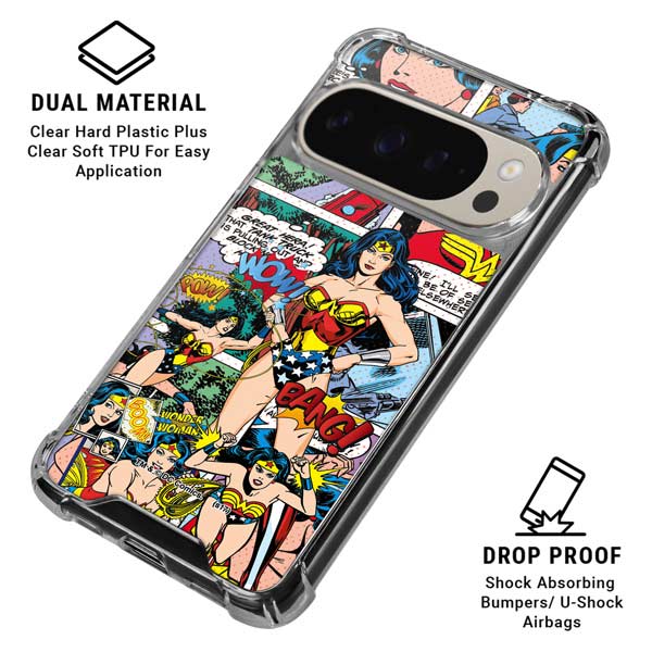 DC Comics Wonder Woman Comic Blast Pixel 9 Pro XL Clear Case