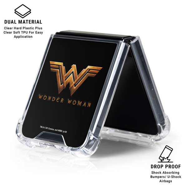 DC Comics Wonder Woman Gold Emblem Galaxy Z Flip7 Clear Case