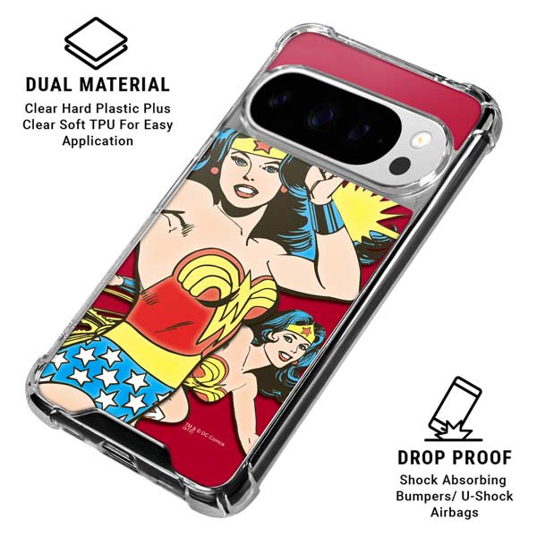 DC Comics Wonder Woman Vintage Action pose Google Pixel 10 Pro XL Clear Case