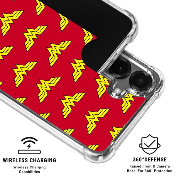 DC Comics Wonder Woman Logo Pattern Galaxy S26 Clear Case