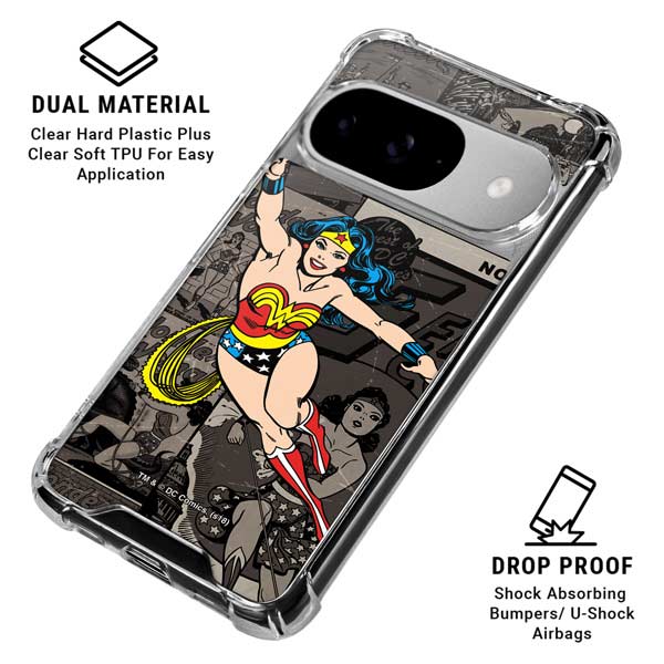 DC Comics Wonder Woman Vintage pose pattern Google Pixel 10 Clear Case