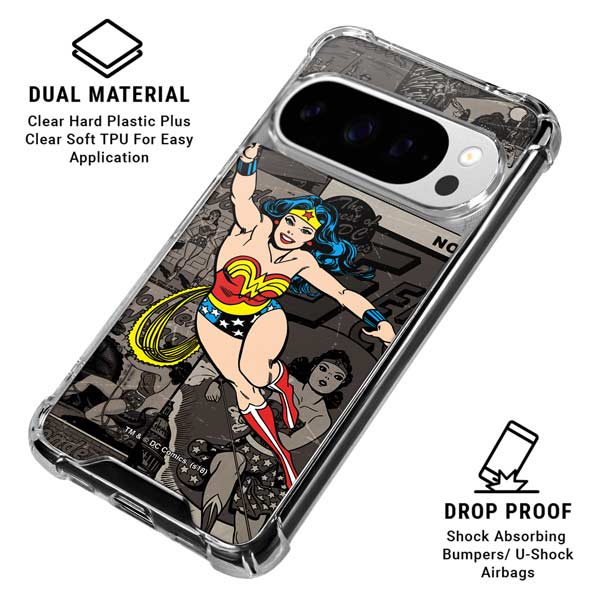 DC Comics Wonder Woman Vintage pose pattern Google Pixel 10 Pro Clear Case