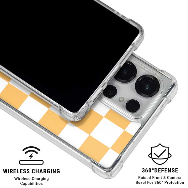 Yellow and White Checkerboard Galaxy S25 Ultra Clear Case