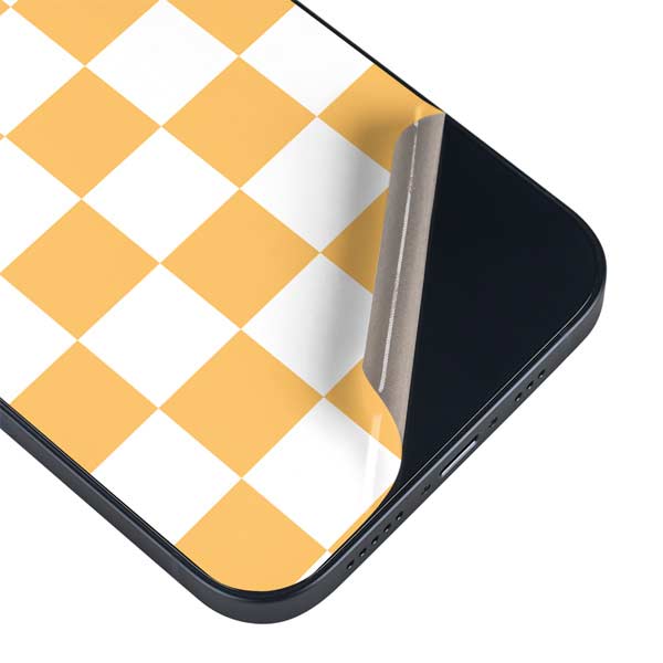 Yellow and White Checkerboard iPhone 15 Skin