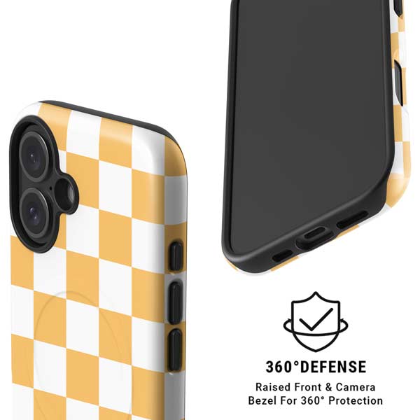 Yellow and White Checkerboard iPhone 16 Plus Magsafe Impact Case