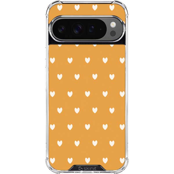Yellow and White Hearts Google Pixel 10 Pro Clear Case