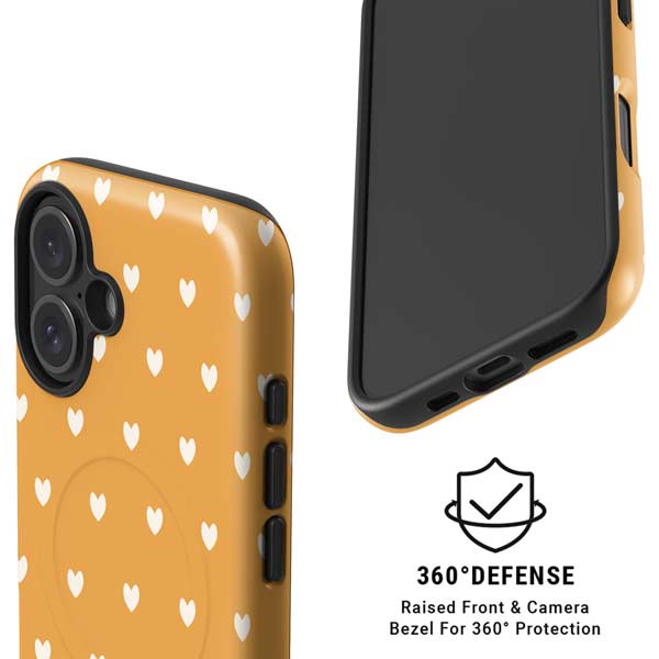 Yellow and White Hearts iPhone 16 Magsafe Impact Case