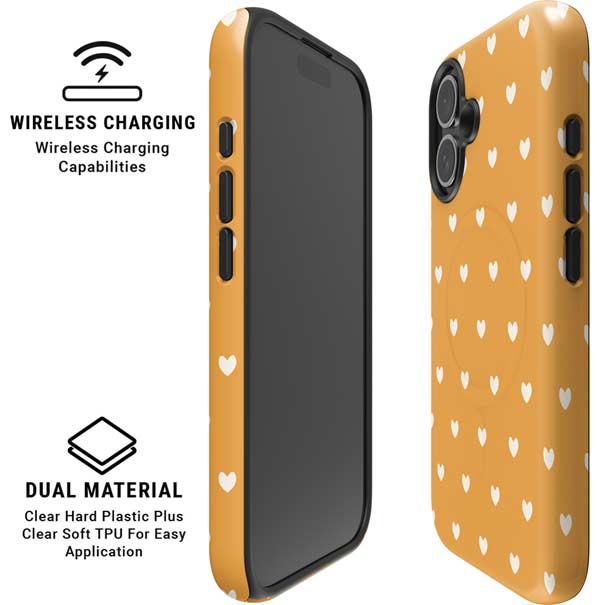 Yellow and White Hearts iPhone 16 Magsafe Impact Case