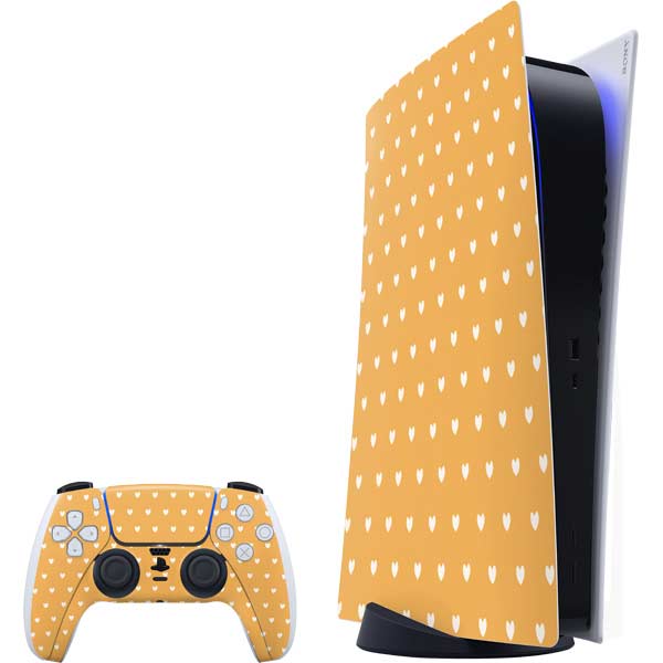 Yellow and White Hearts PlayStation PS5 Skins