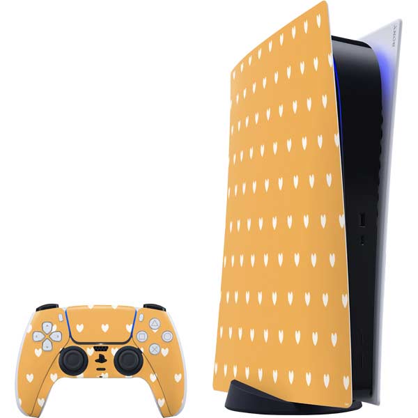 Yellow and White Hearts PlayStation PS5 Skins