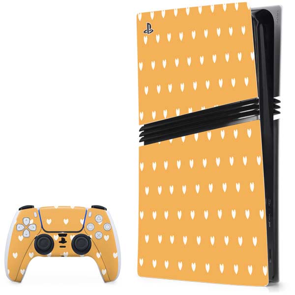 Yellow and White Hearts PlayStation PS5 Skins