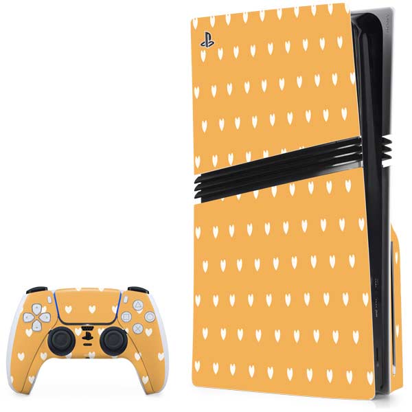 Yellow and White Hearts PlayStation PS5 Skins