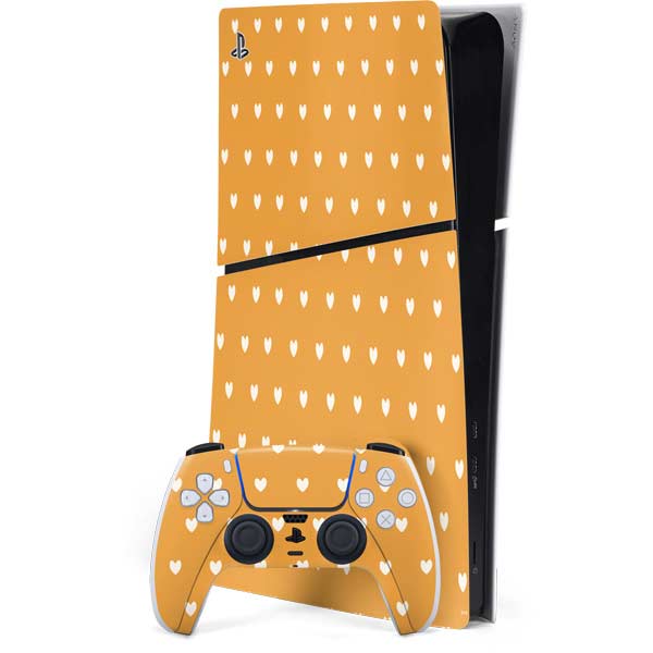 Yellow and White Hearts PlayStation PS5 Skins