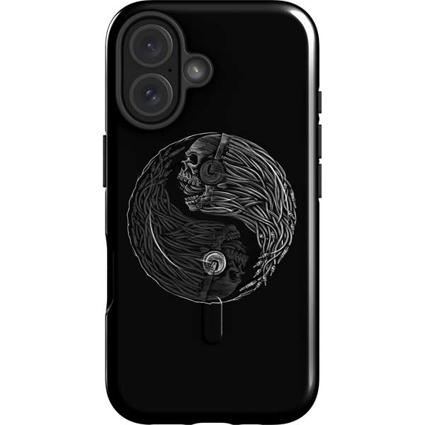 Liquid Blue Yin Yang Music Skulls iPhone 16 Plus Magsafe Impact Case