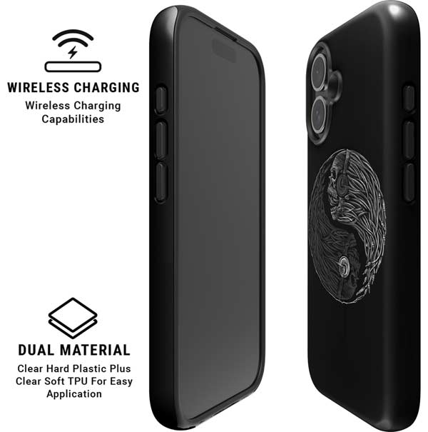 Liquid Blue Yin Yang Music Skulls iPhone 16 Plus Magsafe Impact Case