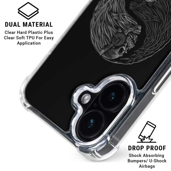 Liquid Blue Yin Yang Music Skulls iPhone 17 MagSafe Case