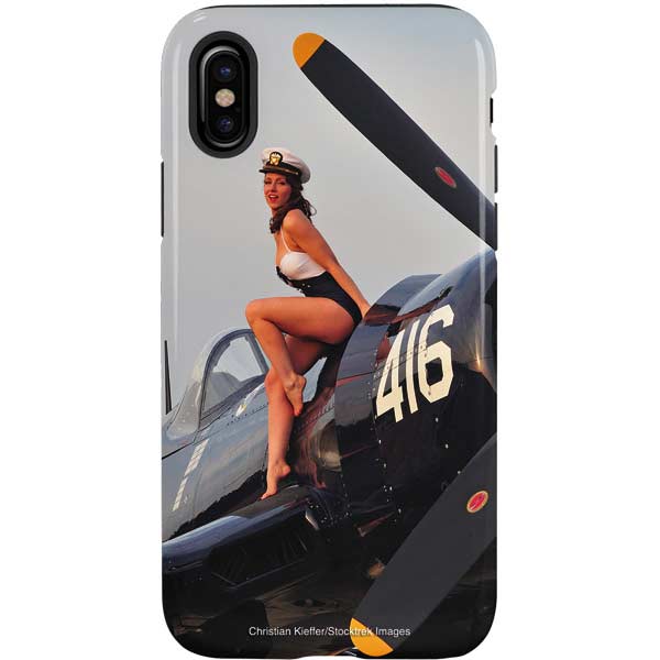 1940s Navy Pin-Up Girl On Corsair Fighter Plane iPhone X Pro Case 1940s Navy Pin-Up Girl On Corsair Fighter Plane iPhone X Pro Case