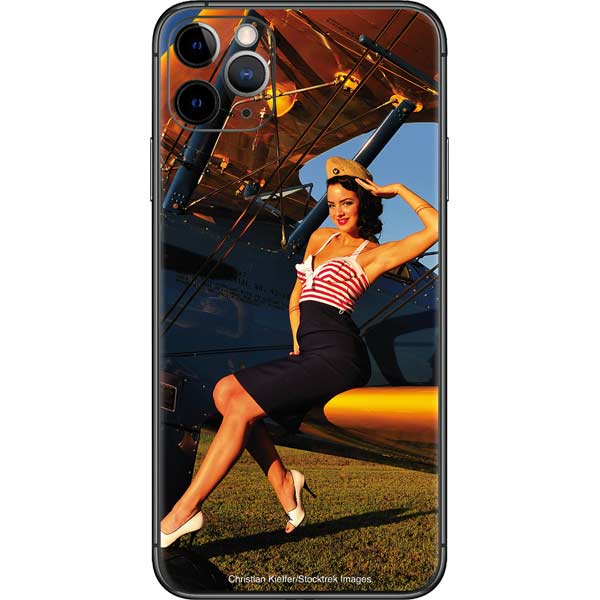 1940s Pin-Up On Stearman Biplane iPhone 11 Pro Max Skin