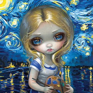 Artist Alice in Van Gogh Starry Night by Jasmine Becket-Griffith PS4 Pro Console Skin