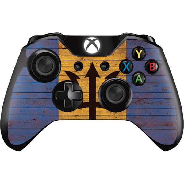 Barbados Flag Dark Wood Xbox One Controller Skin