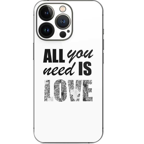 All You Need Is Love BW iPhone 13 Pro Skin