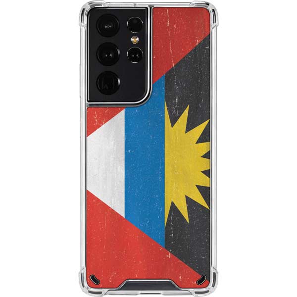 Antigua and Barbuda Flag Distressed Galaxy S21 Ultra 5G Clear Case