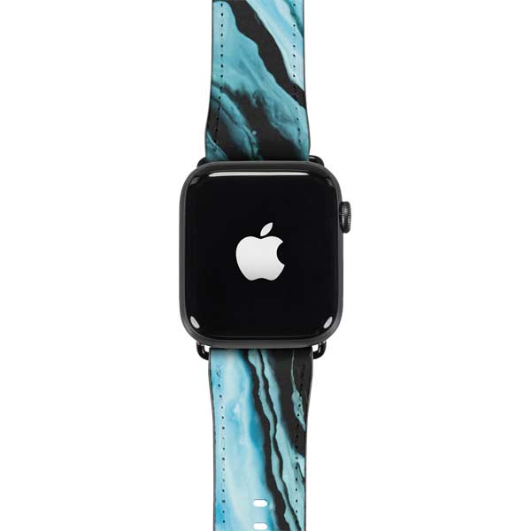 Aqua Blue Marble Ink Apple Watch Band 38-40mm