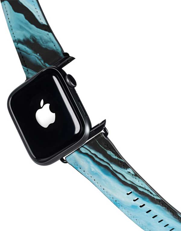Aqua Blue Marble Ink Apple Watch Band 38-40mm