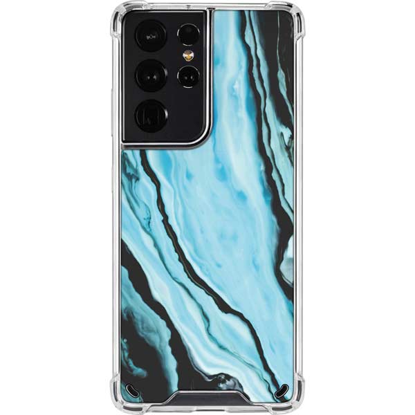 Aqua Blue Marble Ink Galaxy S21 Ultra 5G Clear Case