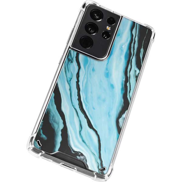Aqua Blue Marble Ink Galaxy S21 Ultra 5G Clear Case