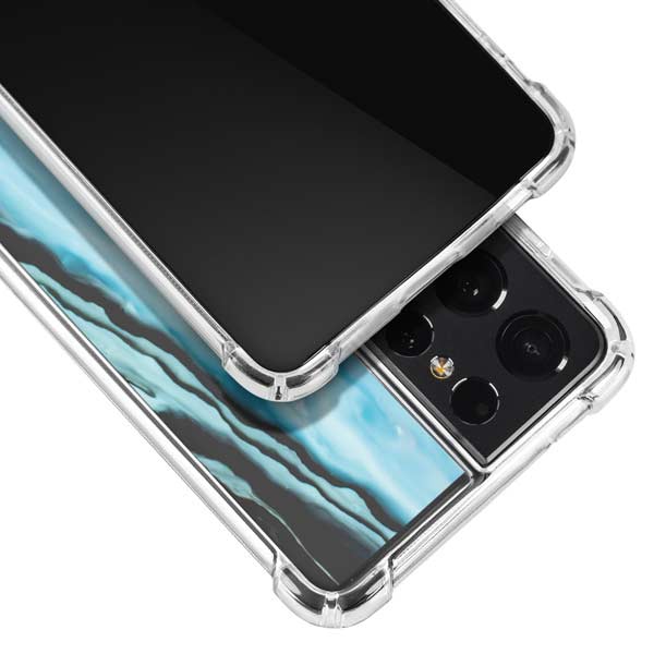 Aqua Blue Marble Ink Galaxy S21 Ultra 5G Clear Case