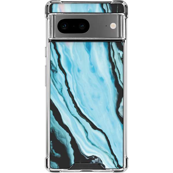 Aqua Blue Marble Ink Google Pixel 8 Clear Case