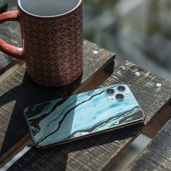 Aqua Blue Marble Ink iPhone 11 Pro Skin