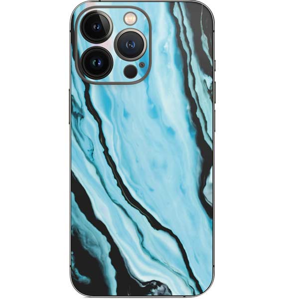 Aqua Blue Marble Ink iPhone 13 Pro Skin
