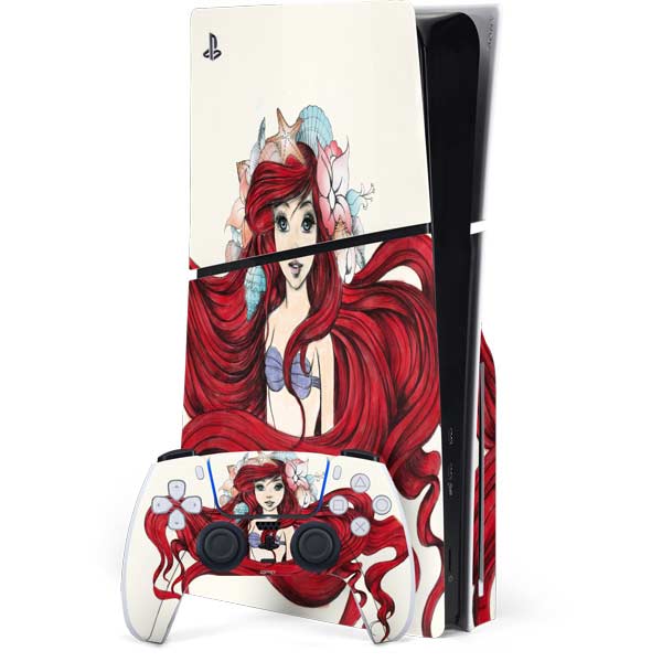 Disney The Little Mermaid Ariel Illustration PS5 Slim Disk Bundle Skin