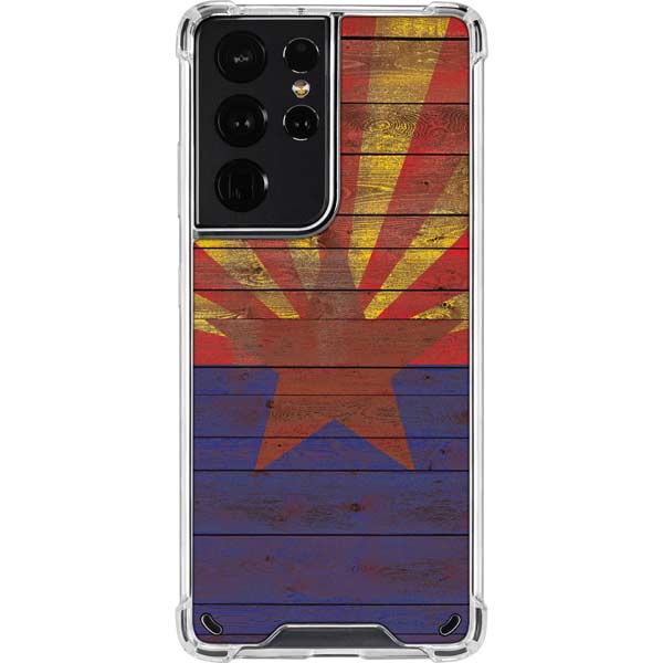 Arizona Flag Dark Wood Galaxy S21 Ultra 5G Clear Case