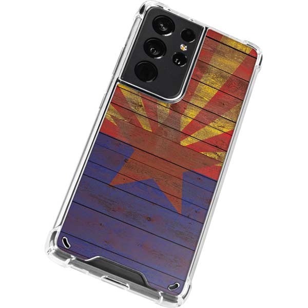Arizona Flag Dark Wood Galaxy S21 Ultra 5G Clear Case