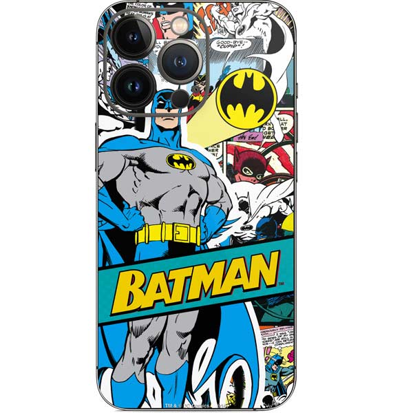 DC Comics Batman Vintage Pose Collage Art iPhone 15 Pro Skin