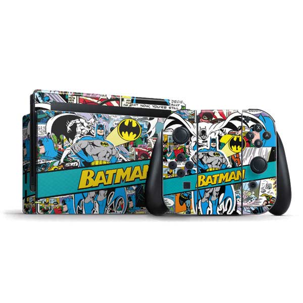 DC Comics Batman Vintage Pose Collage Art Nintendo Switch Bundle Skin