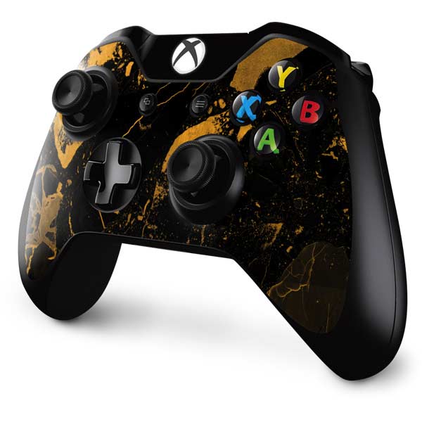 Black and Gold Scattered Marble Xbox One Controller Skin