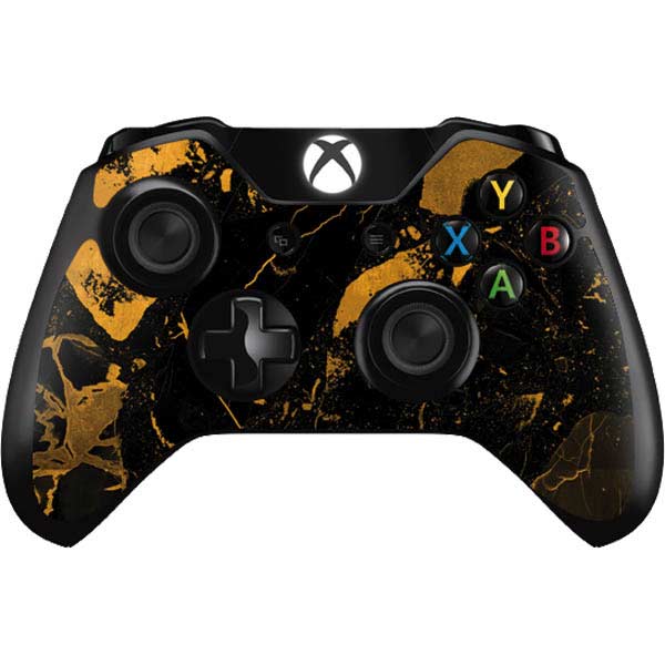 Black and Gold Scattered Marble Xbox One Controller Skin