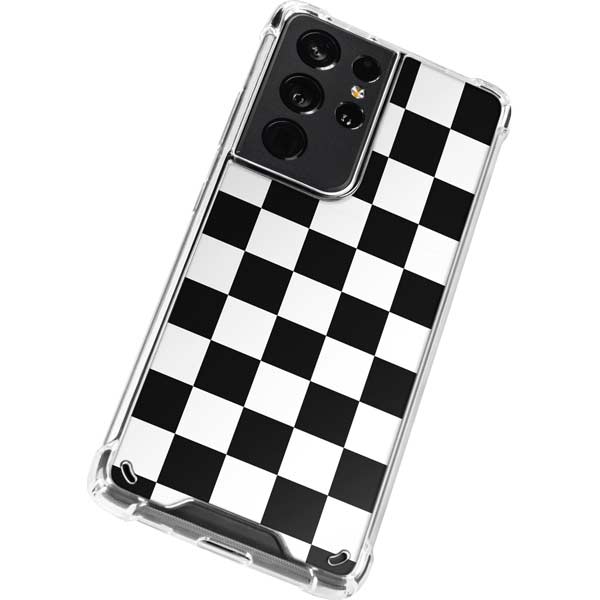 Black and White Checkered Galaxy S21 Ultra 5G Clear Case