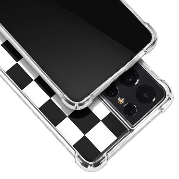 Black and White Checkered Galaxy S21 Ultra 5G Clear Case