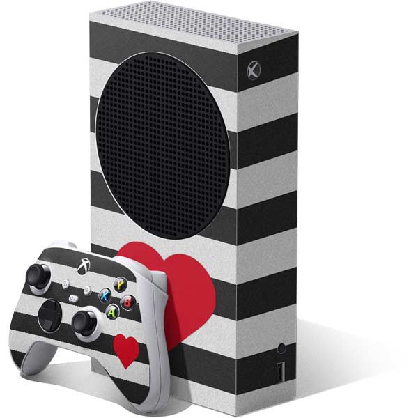 Black And White Striped Heart Xbox Series S Skins