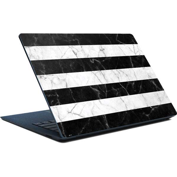 Black and White Striped Marble Surface Laptop Skin