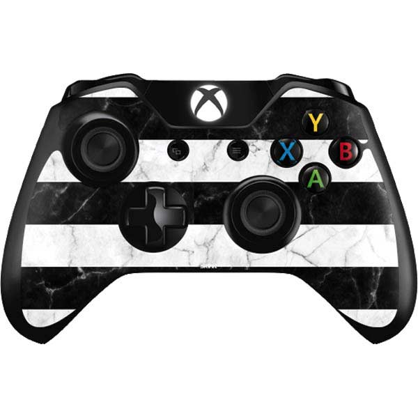 Black and White Striped Marble Xbox One Controller Skin