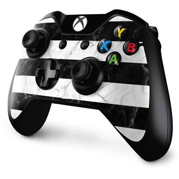 Black and White Striped Marble Xbox One Controller Skin